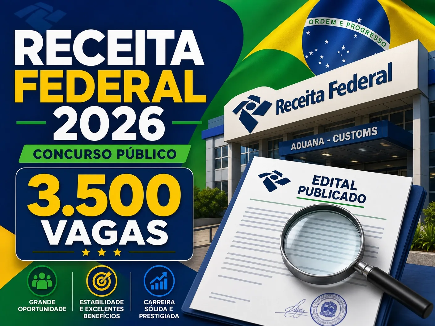 Edital Receita Federal 2026: 1.200 Vagas para Auditor Fiscal