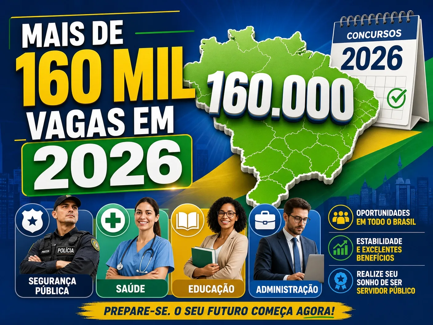 Concursos 2026 : Mais de 160 Mil Vagas Previstas no Brasil
