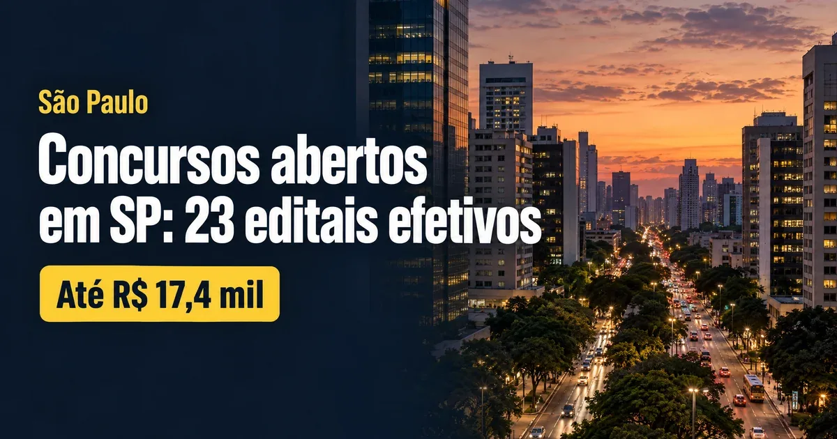 Concursos abertos em SP: 23 editais com até R$ 17,4 mil